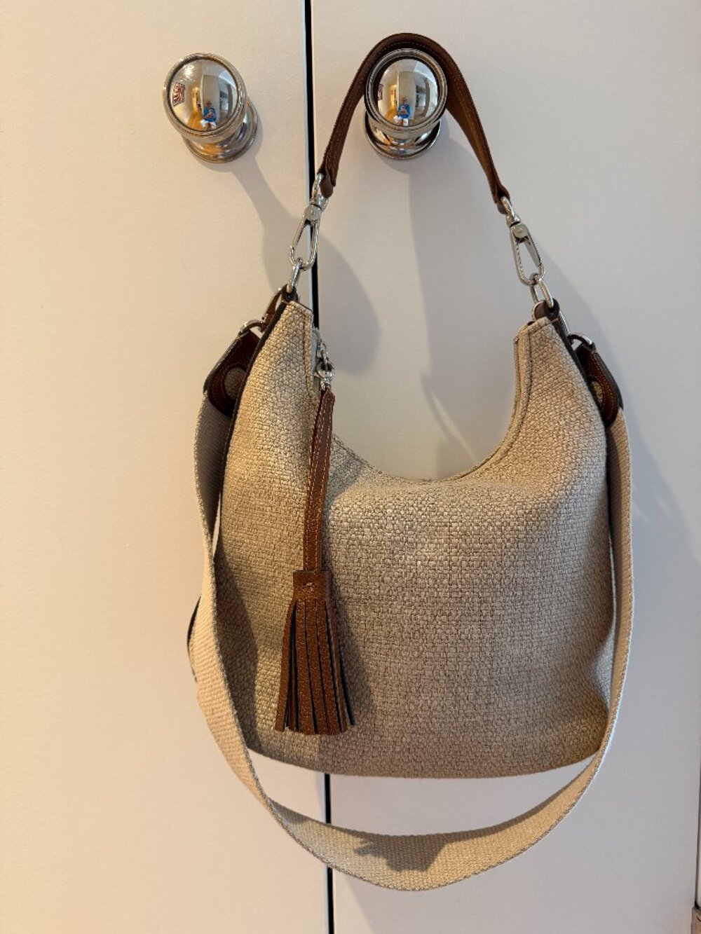 DOC Leather Trimmed Linen Bag